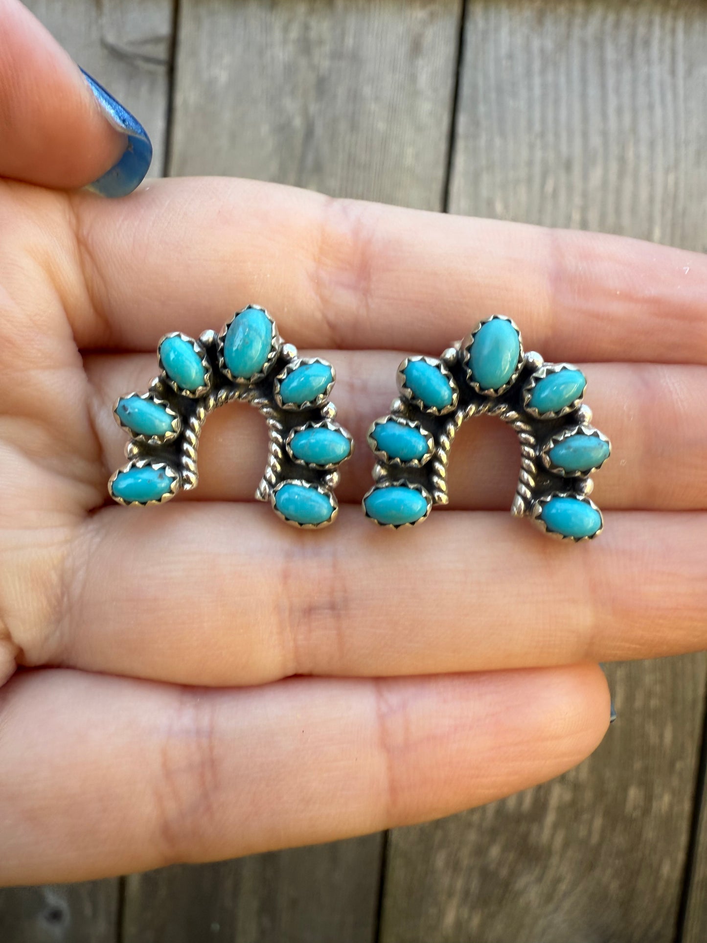 Kingman Turquoise Naja Sterling Silver Earrings