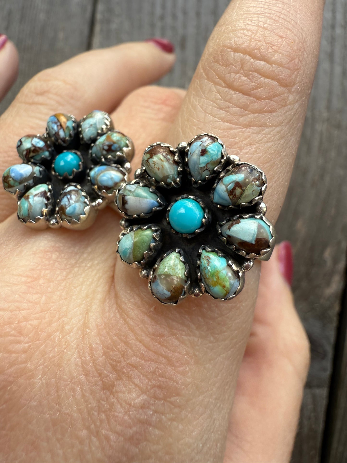 Golden Hills Kingman Full Flower Sterling Silver Adjustable Ring