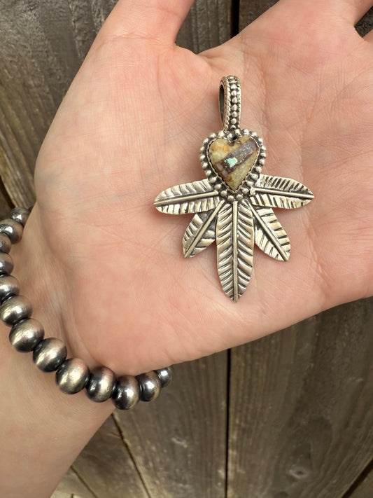 Royston Ribbon Turquoise Heart and Feather Sterling Silver Pendant
