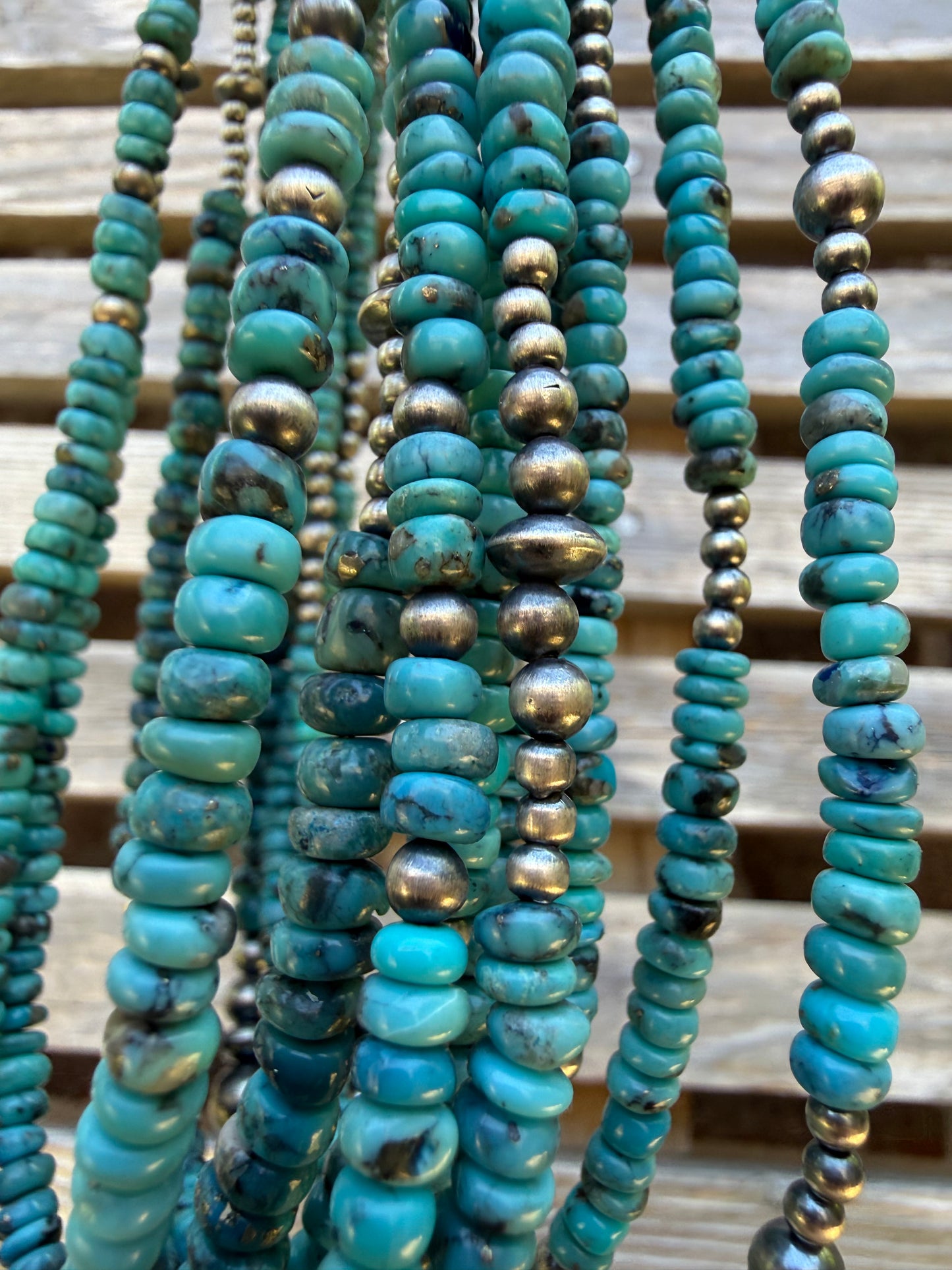 Turquoise and Desert Pearl Sterling Silver 18-20 Inch Necklace