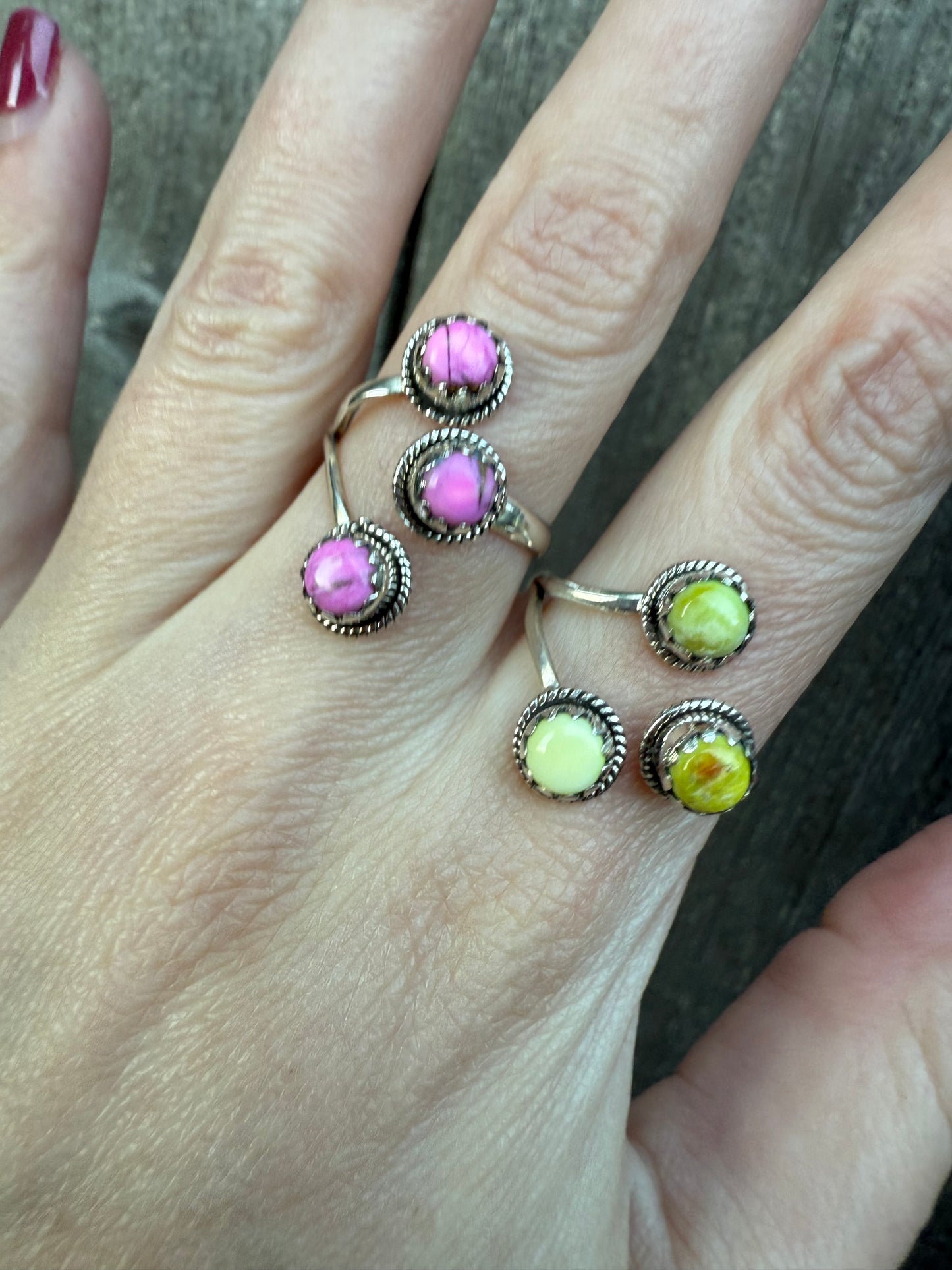 Triple Stone Floater Sterling Silver Ring