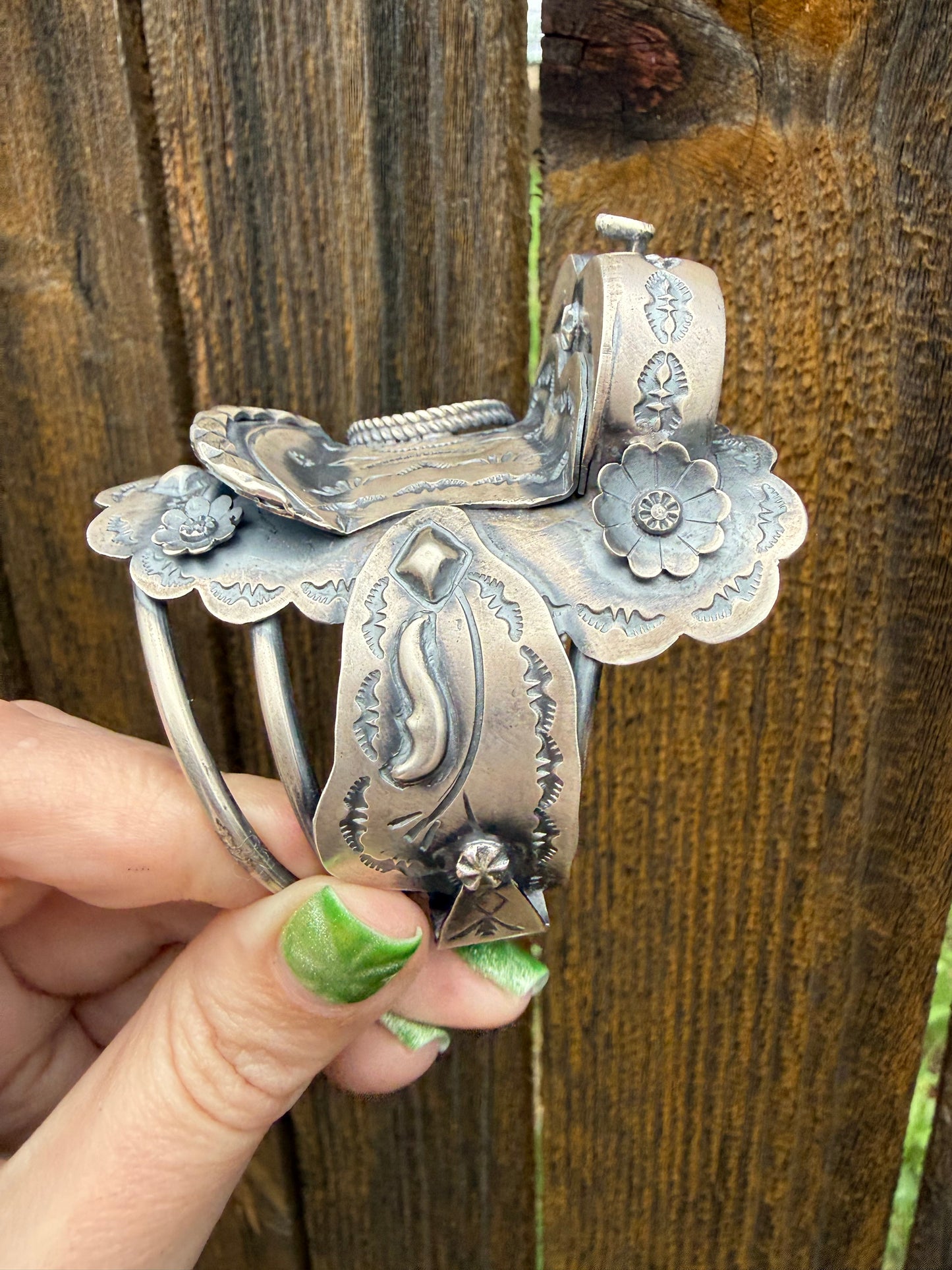 Navajo Saddle Sterling Silver Cuff By Tim Yazzie