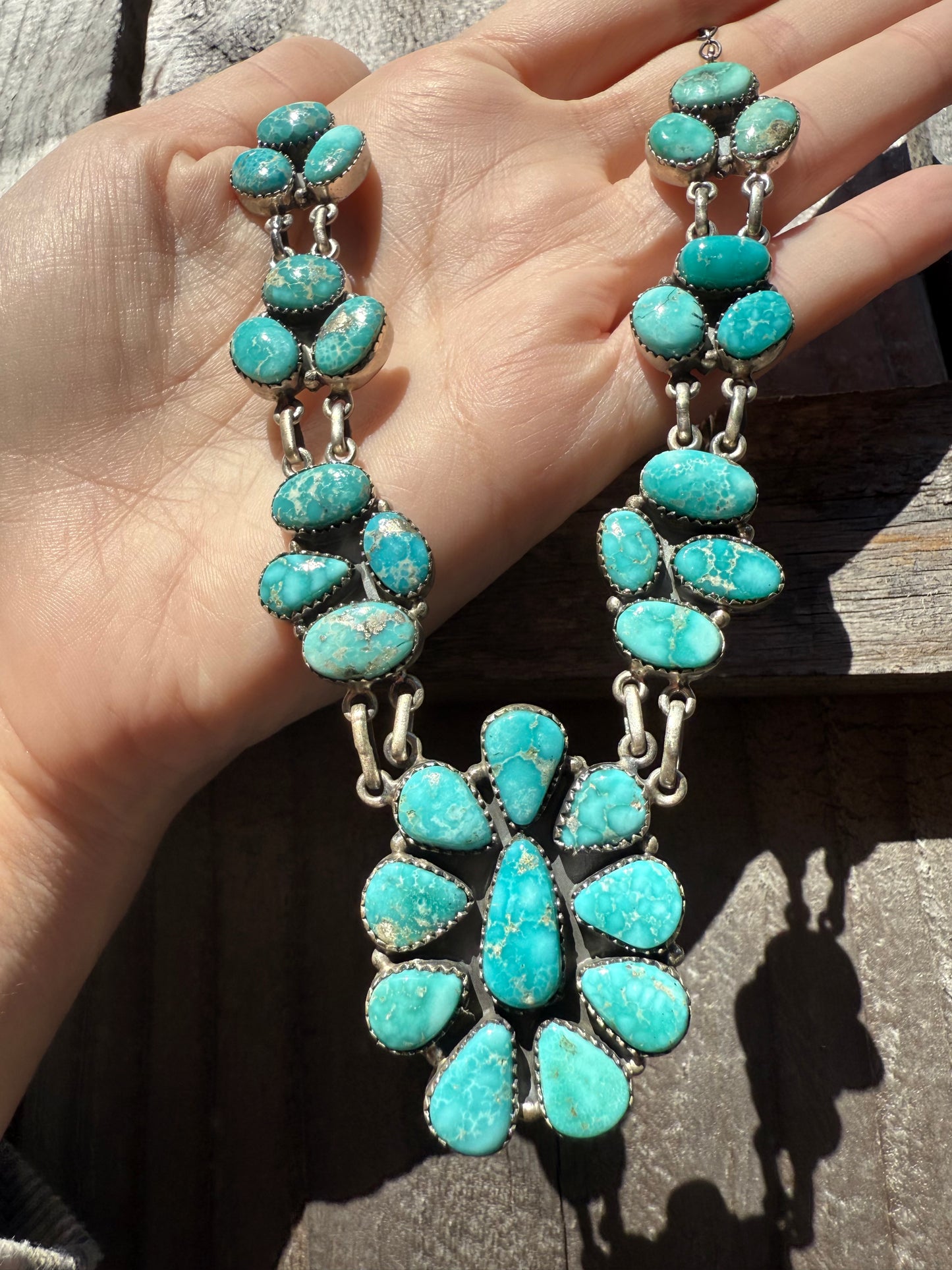 White Water Full Flower Statement Sterling Silver Necklace