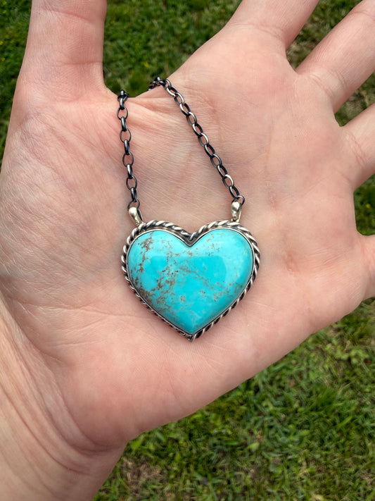 Navajo Turquoise Heart Sterling Silver Necklace