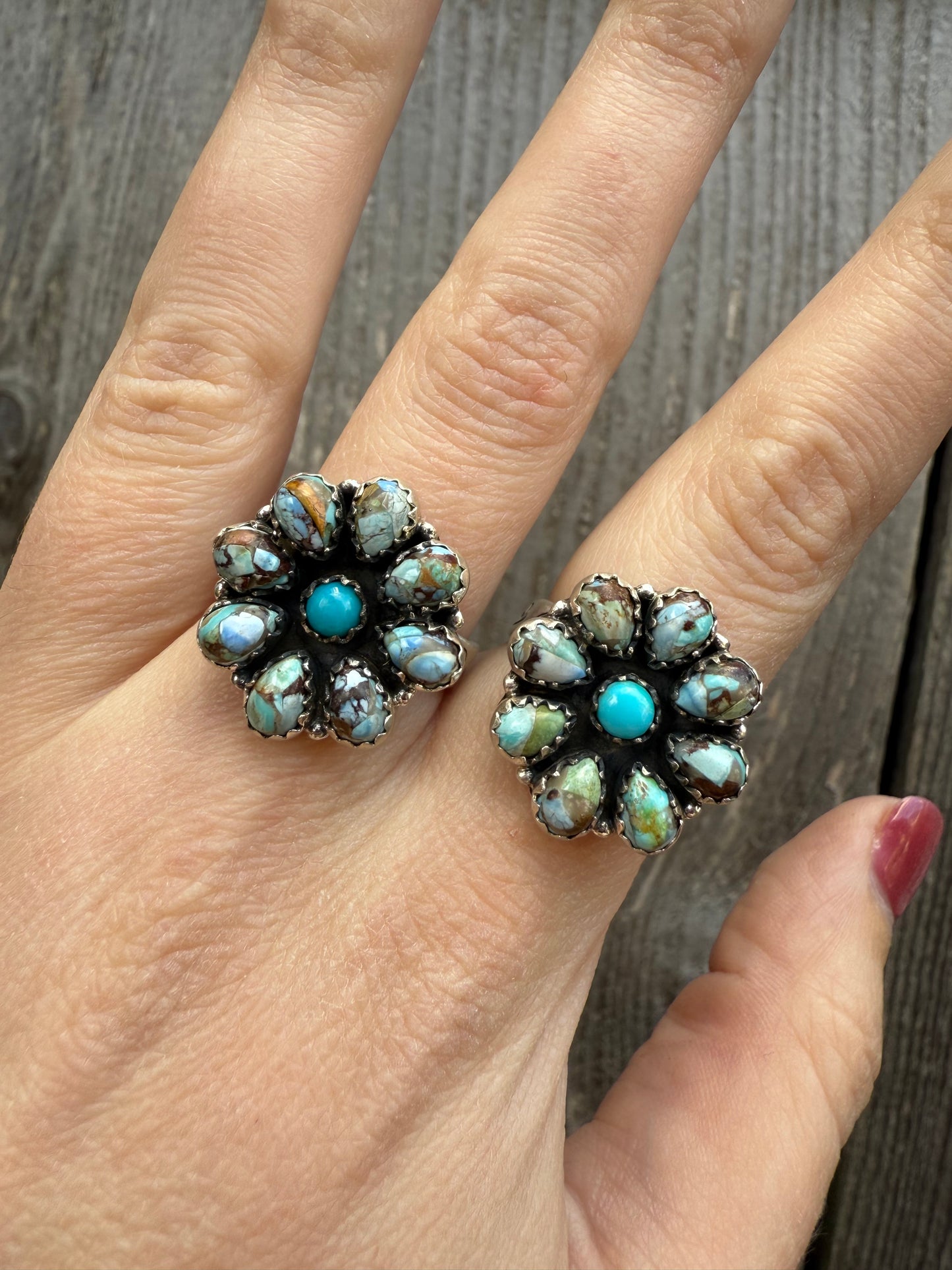 Golden Hills Kingman Full Flower Sterling Silver Adjustable Ring