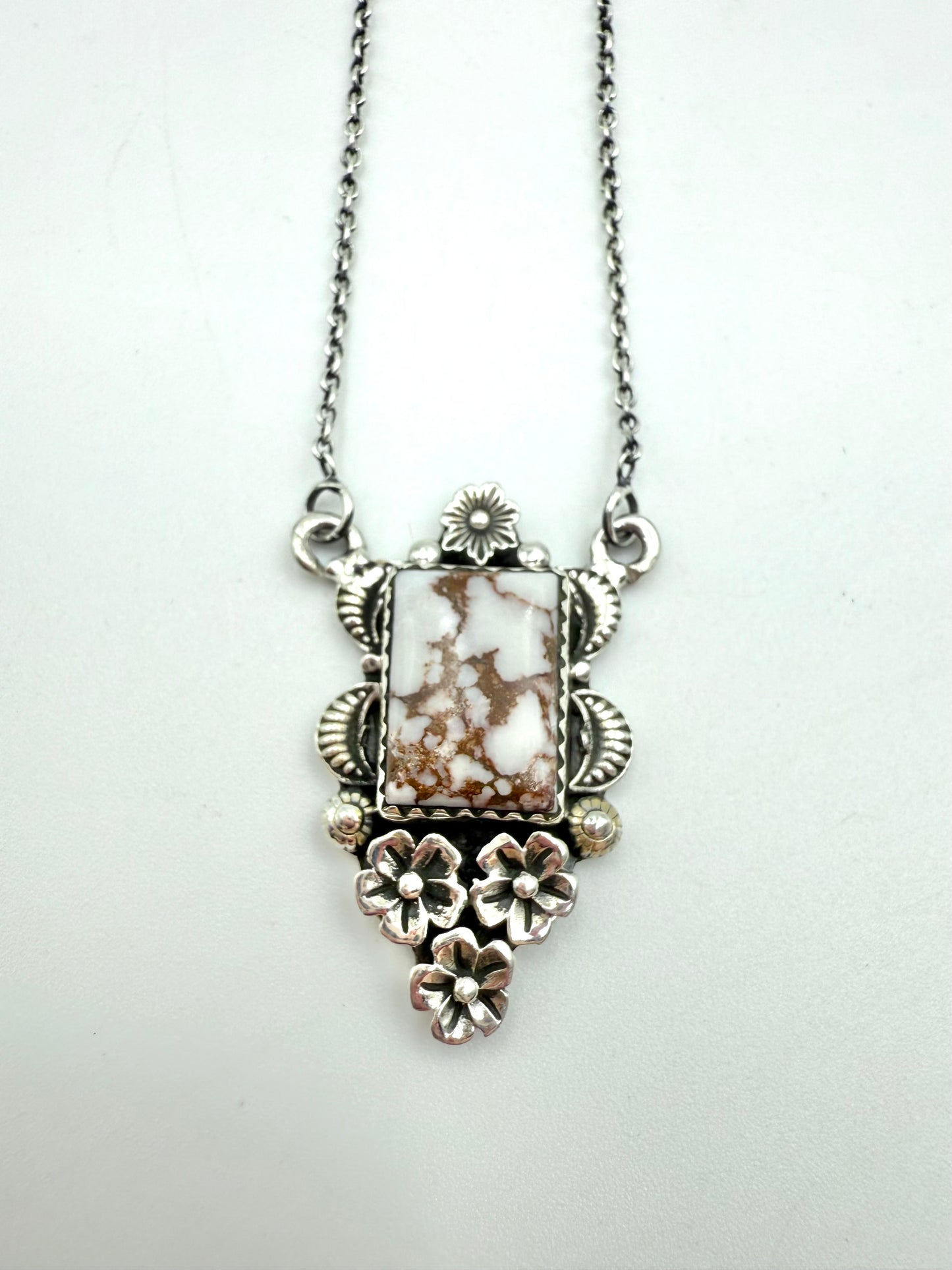 Wild Horse Gemstone Flower Accent Necklace