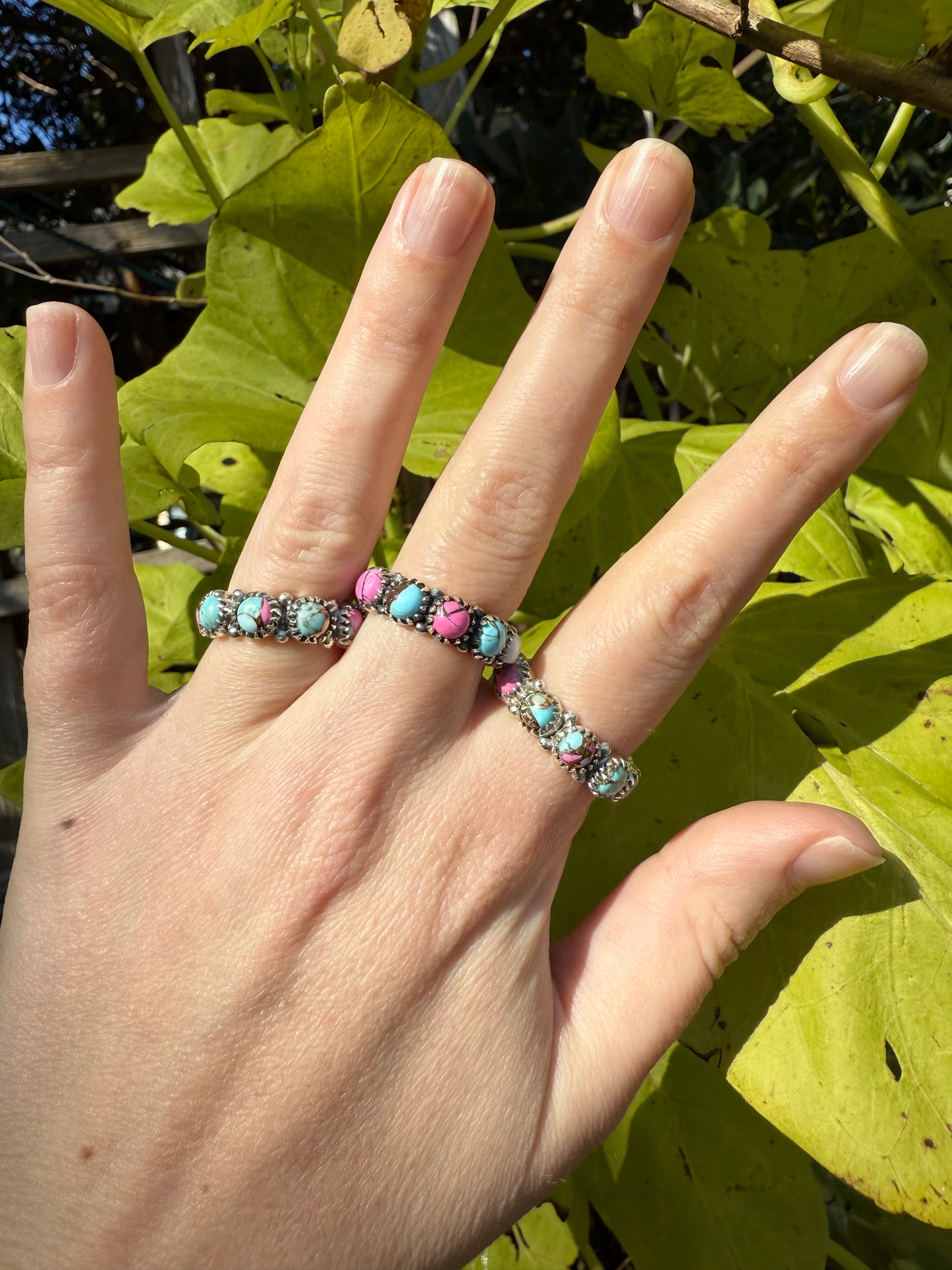 Cotton Candy Turquoise Sterling Silver Infinity Ring