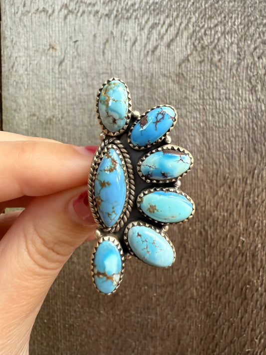 Golden Hills Half Flower Cluster Sterling Silver Adjustable Ring