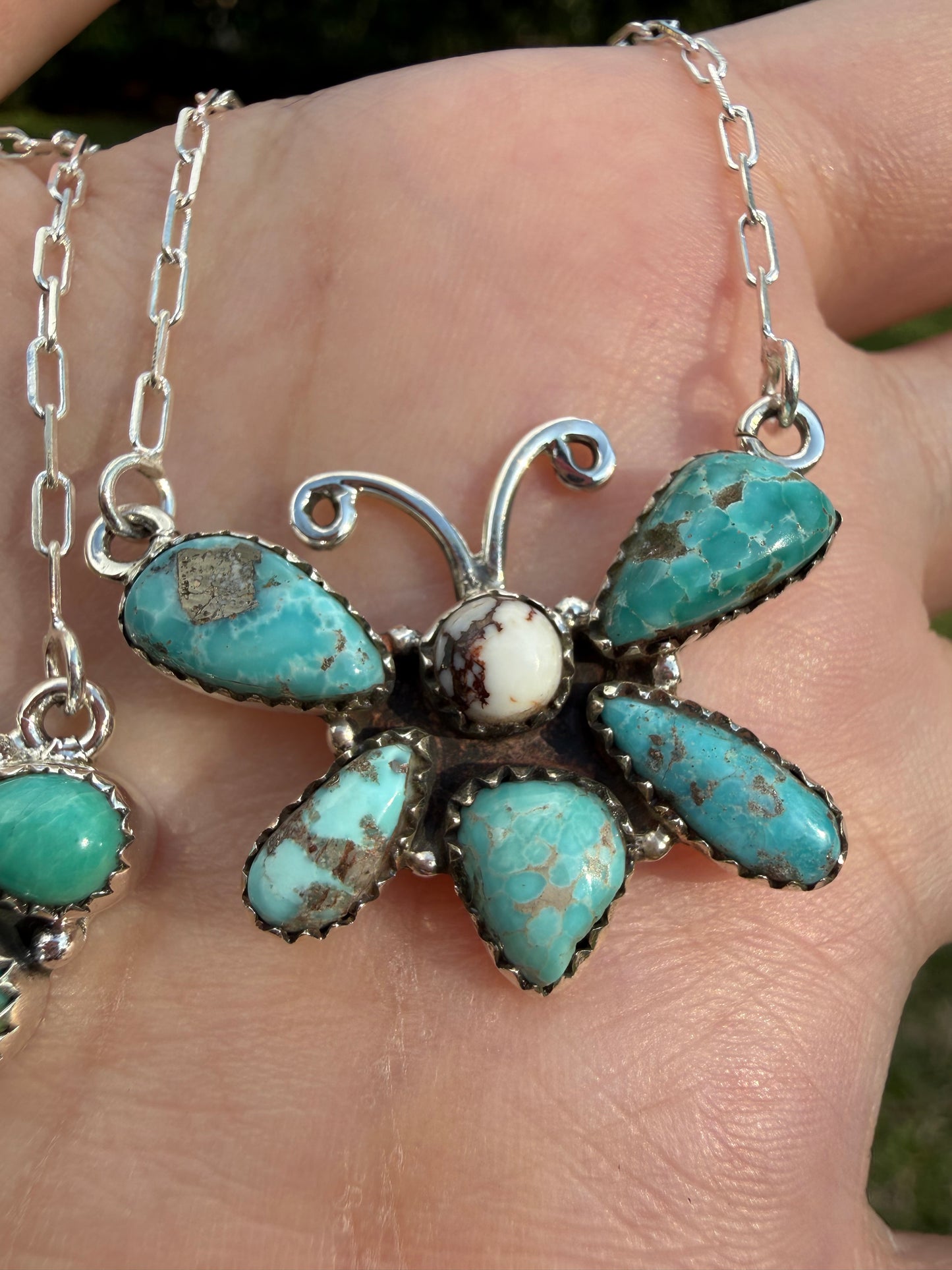 Whitewater Butterfly and Heart Half Cluster Sterling Silver Necklace