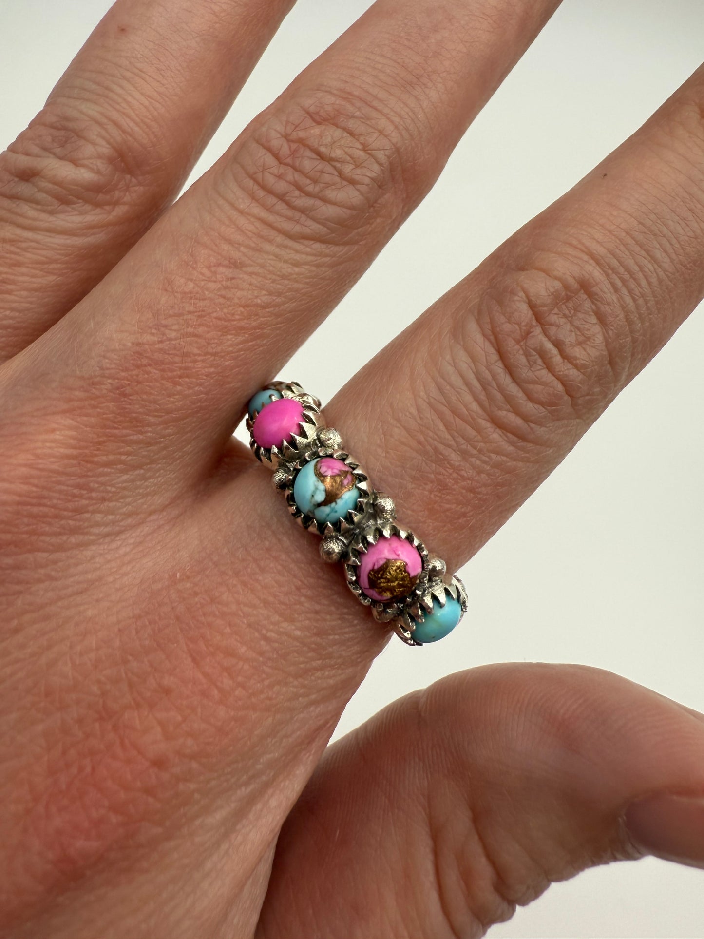 Cotton Candy Turquoise Sterling Silver Infinity Ring