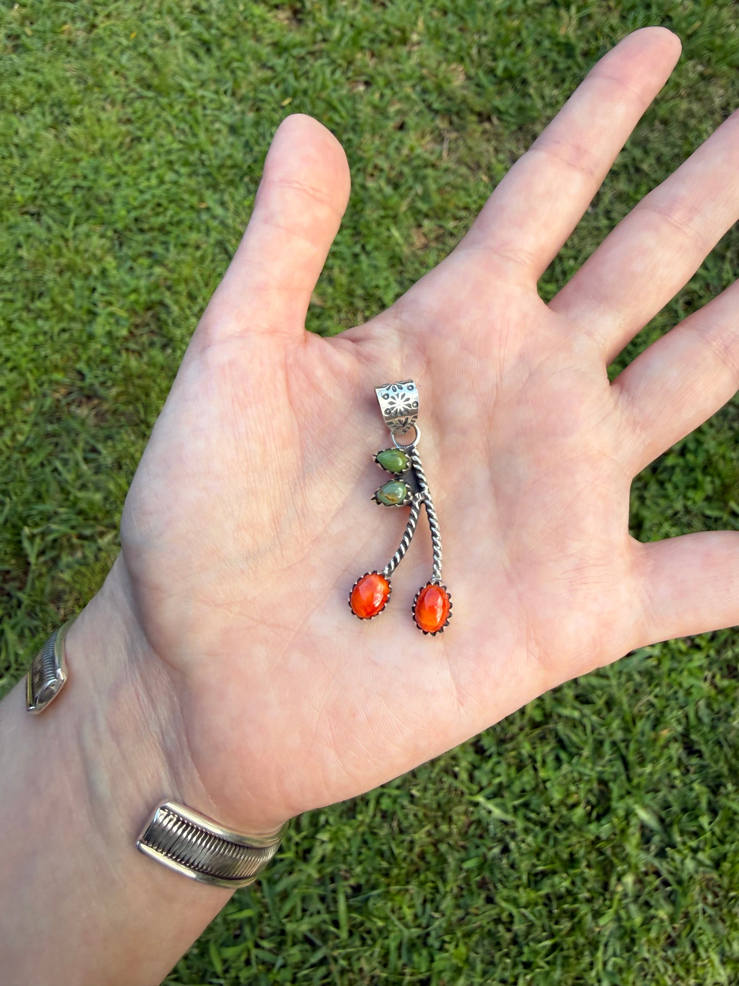 Cherry Multi Stone Sterling Silver Pendant