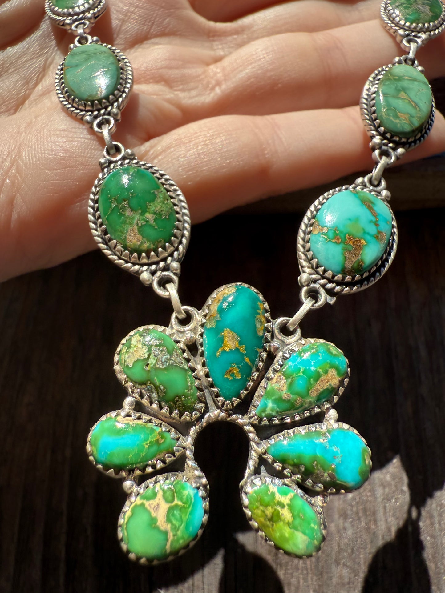 Sonoran Gold Turquoise Statement Naja Sterling Silver Necklace