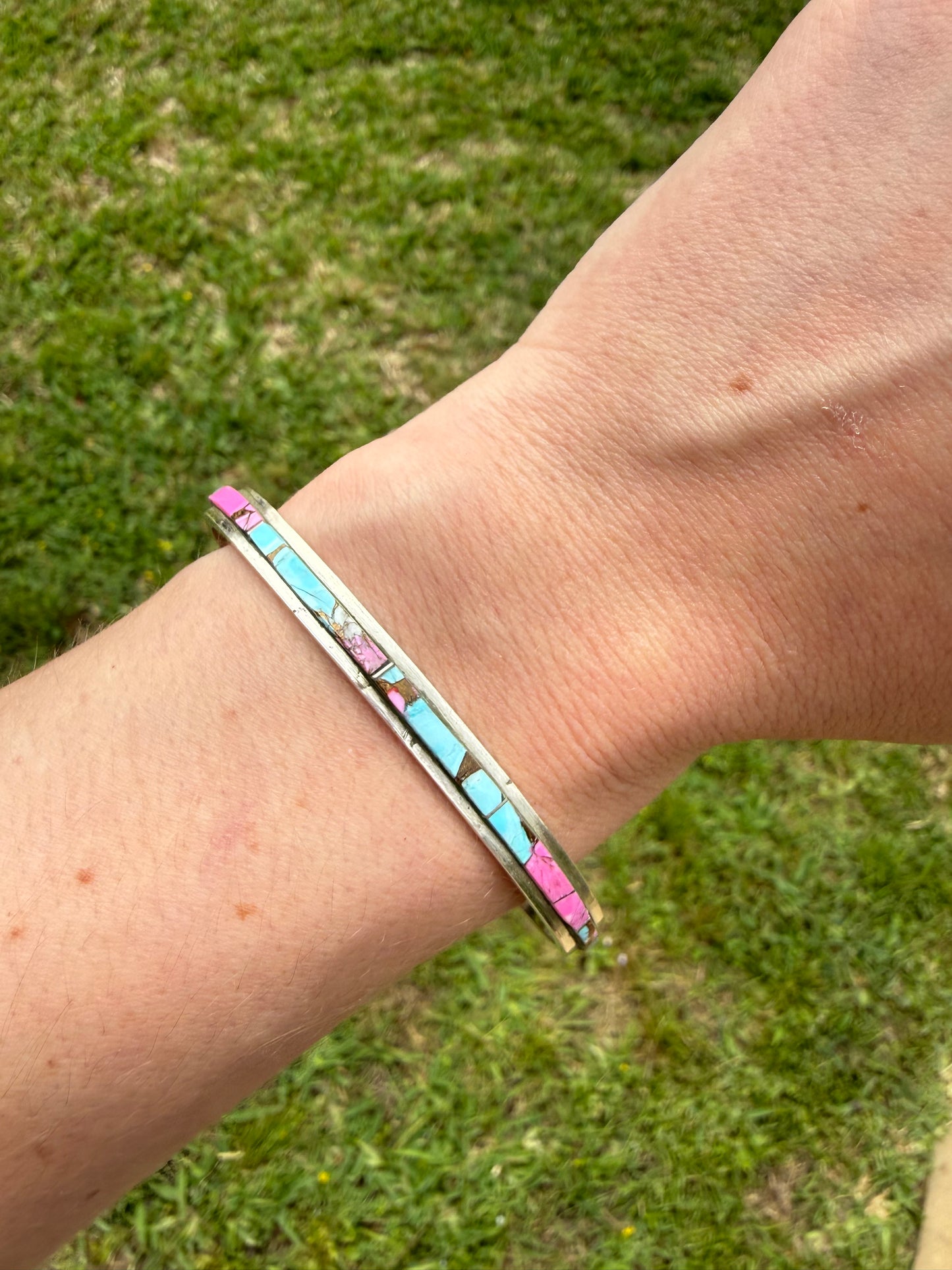 Navajo Cotton Candy Sterling Silver Cuff Bracelet