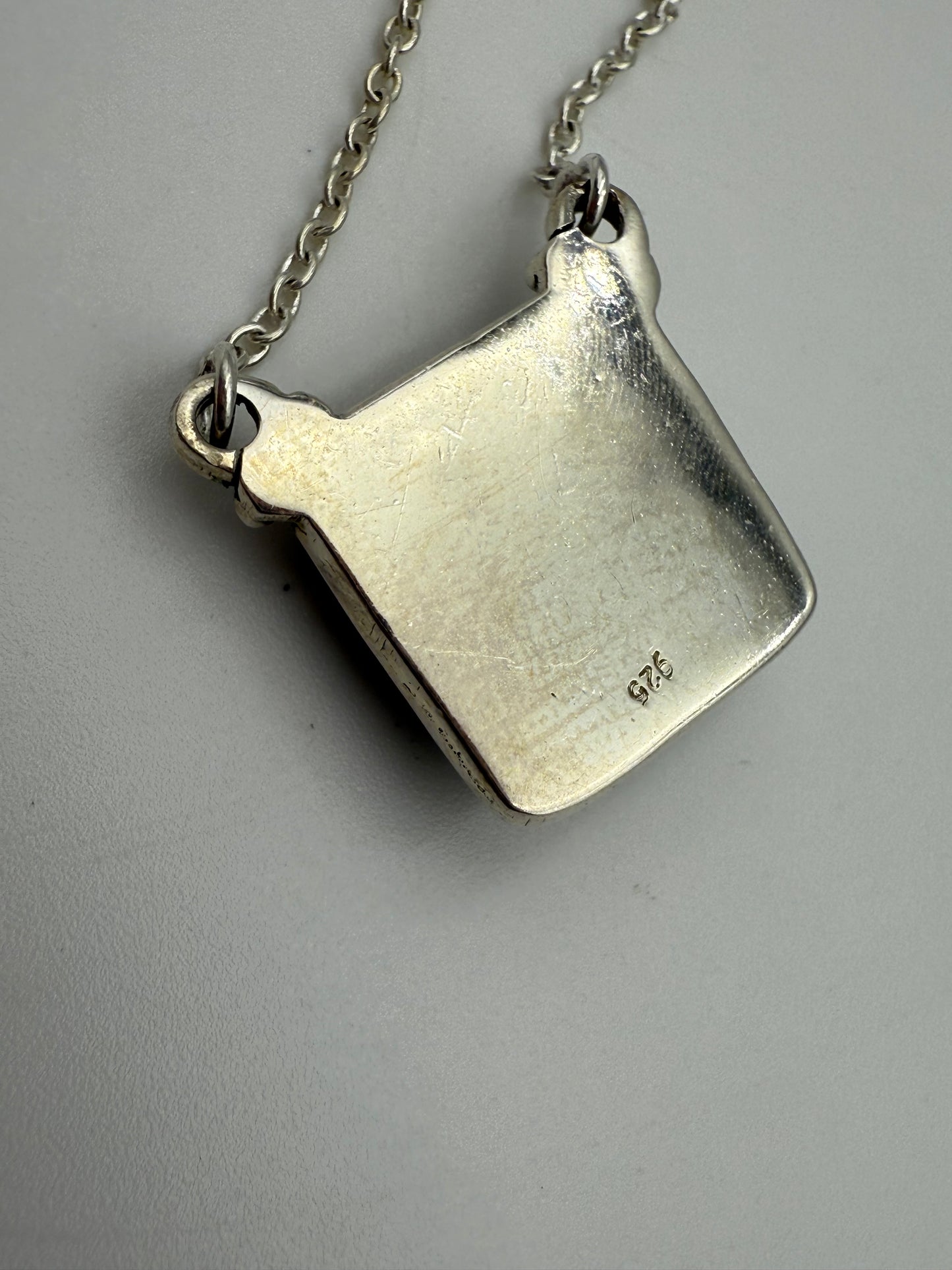 Black Onyx And Mother of Pearl Sterling Silver Dice Necklace