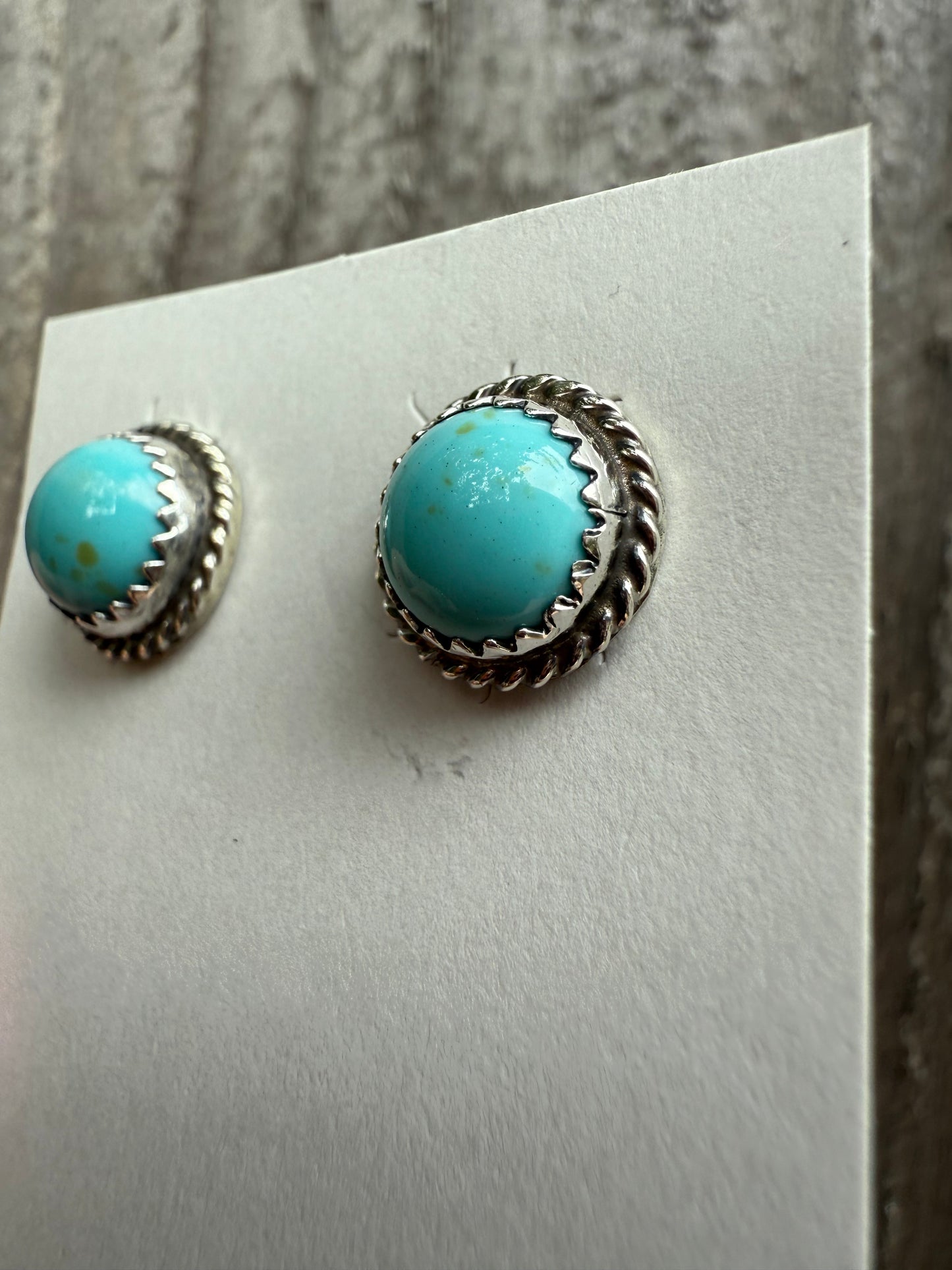 Navajo Esther White Kingman Turquoise Sterling Silver Earrings