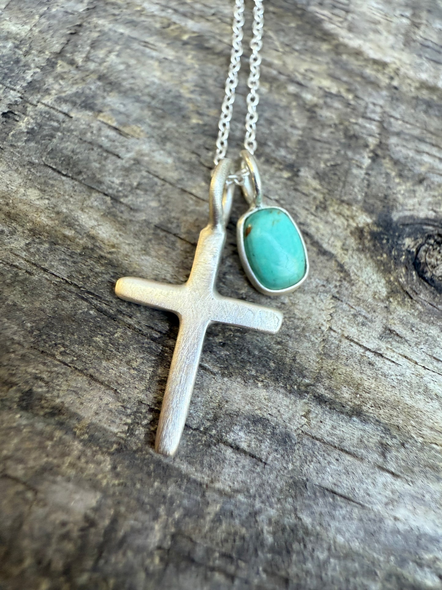 Cross Charm Sterling Silver and Gemstone Necklace