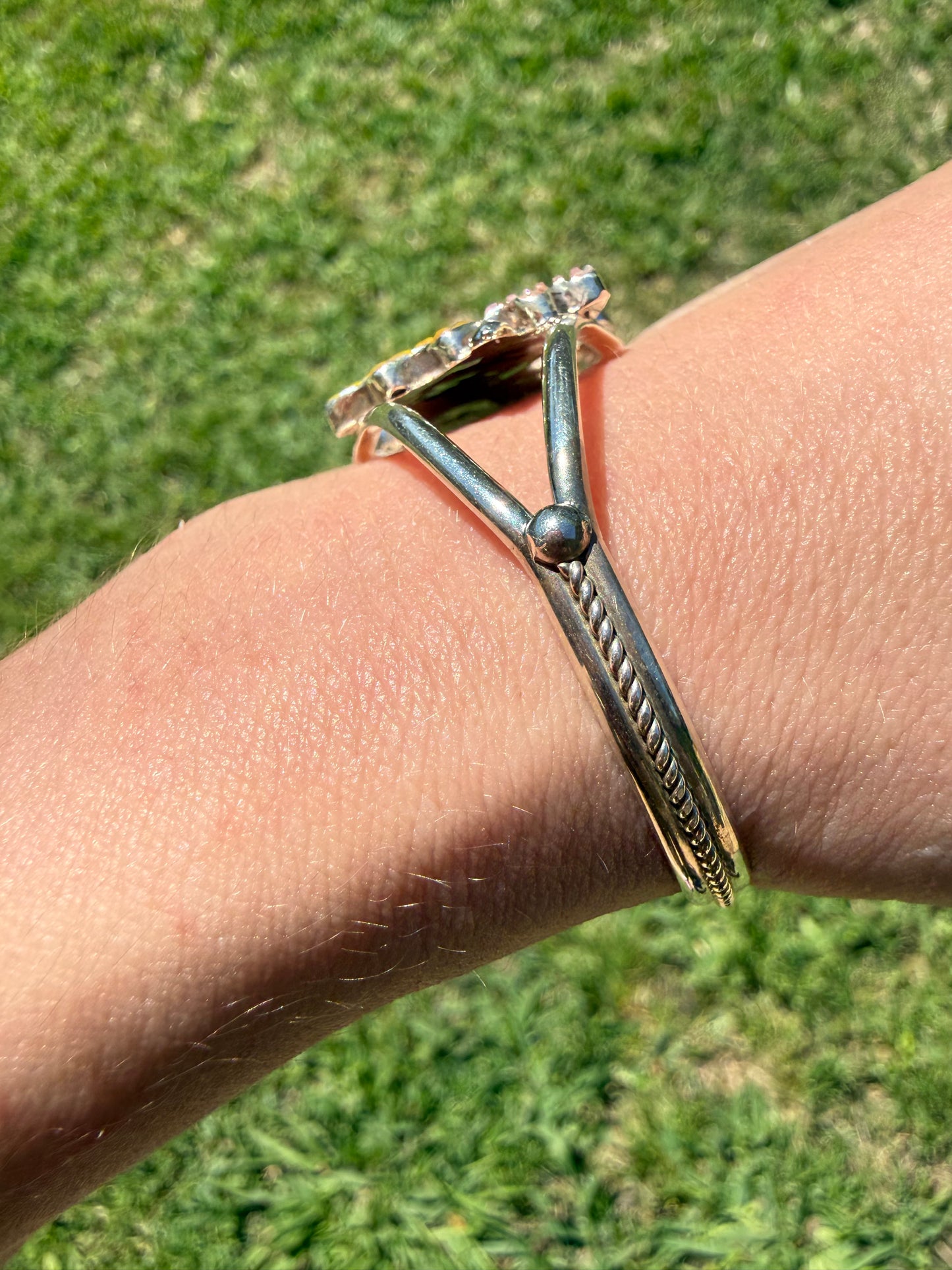 Zuni Multi Stone Butterfly Sterling Silver Cuff Bracelet