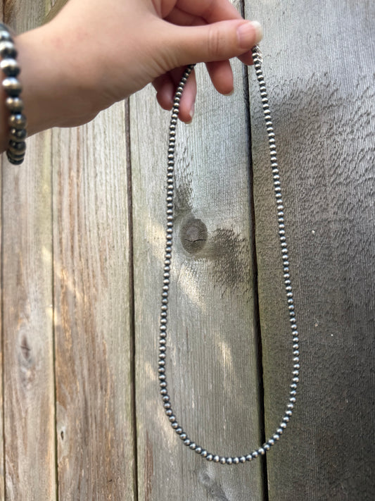 4 MM Desert Pearls Sterling Silver 925 Necklace