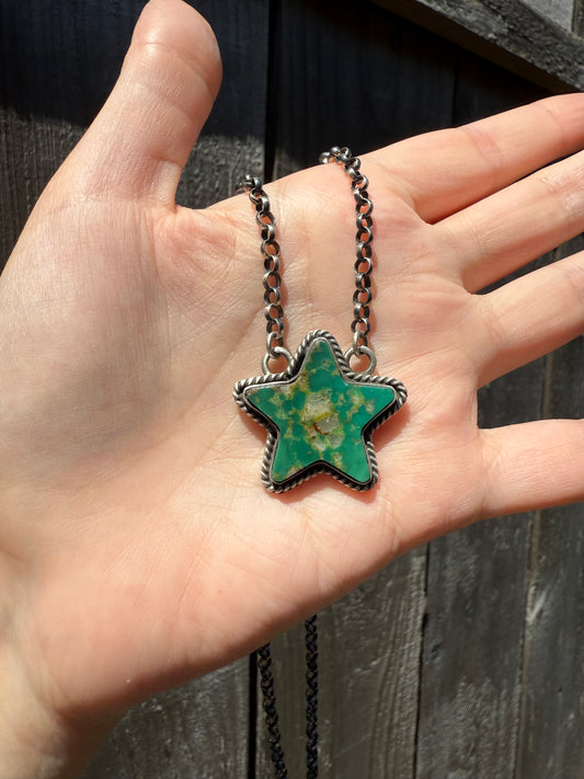 Navajo Turquoise Star Sterling Silver Necklace