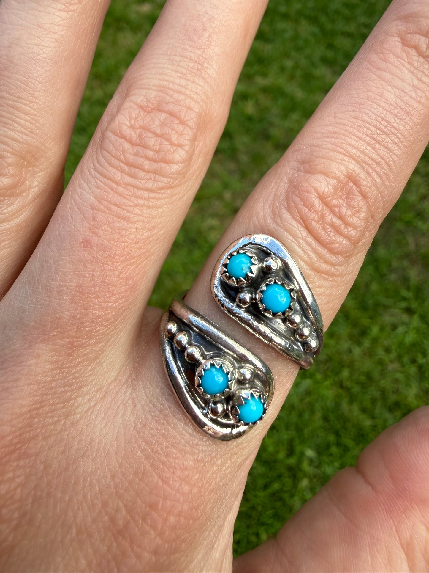 Navajo Turquoise Floater Sterling Silver Ring
