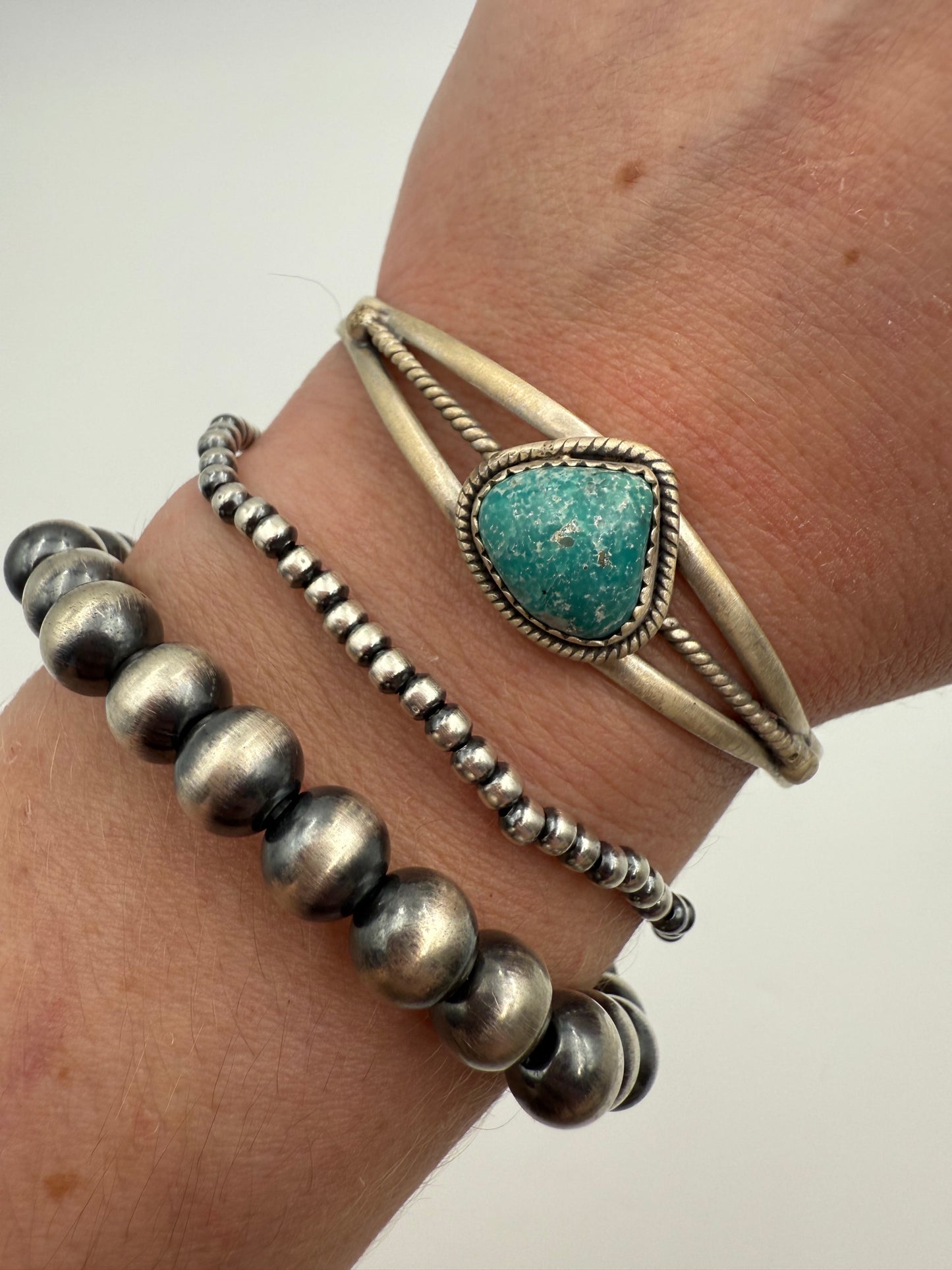 Sonoran Gold & Whitewater Turquoise Statement Rope Style Sterling Silver Cuff