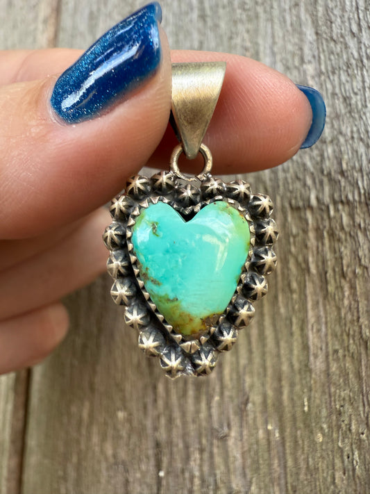 Sonoran Gold Turquoise Heart Sterling Silver Pendant