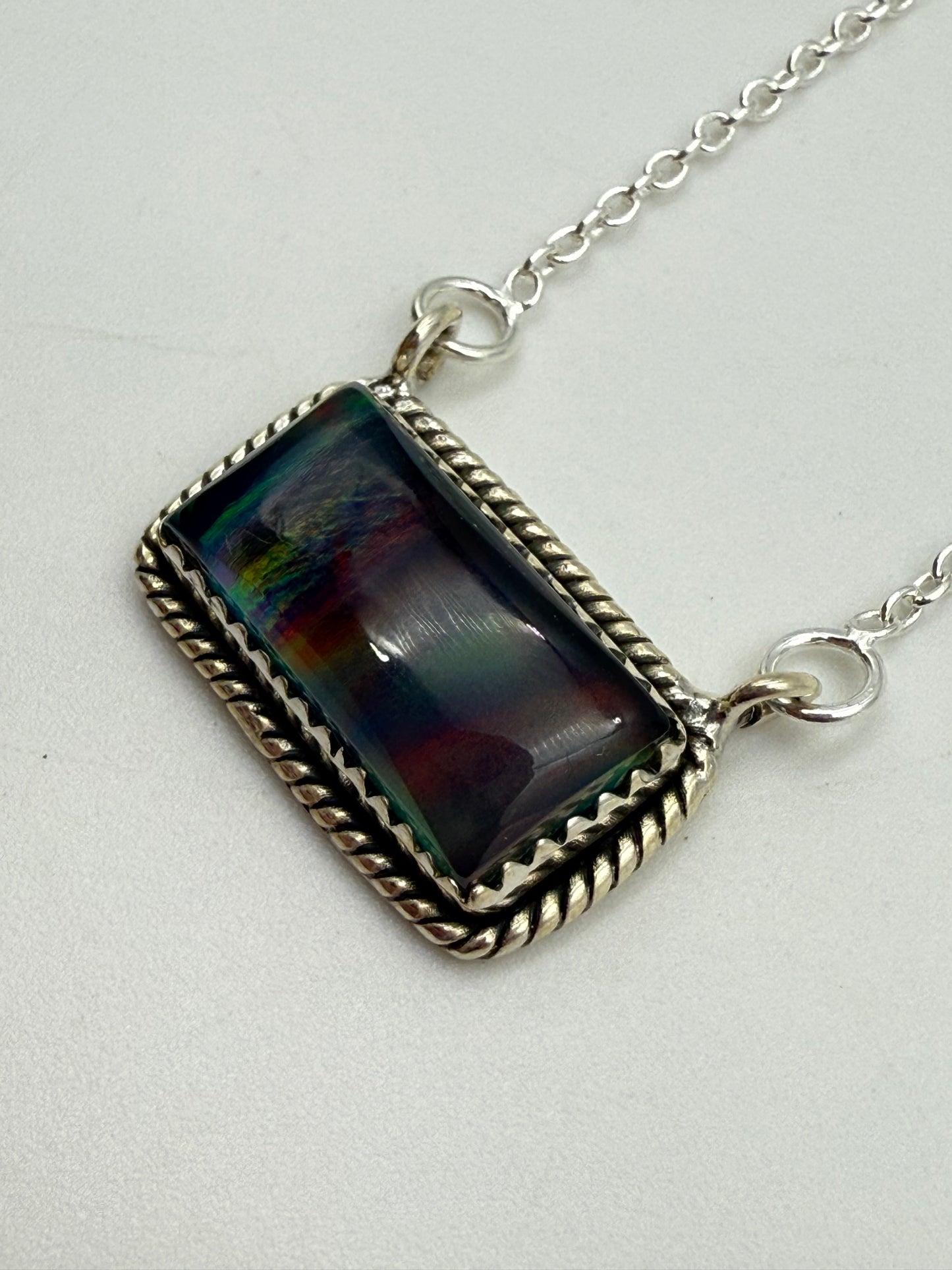 Aurora Opal Sterling Silver Bar Necklaces