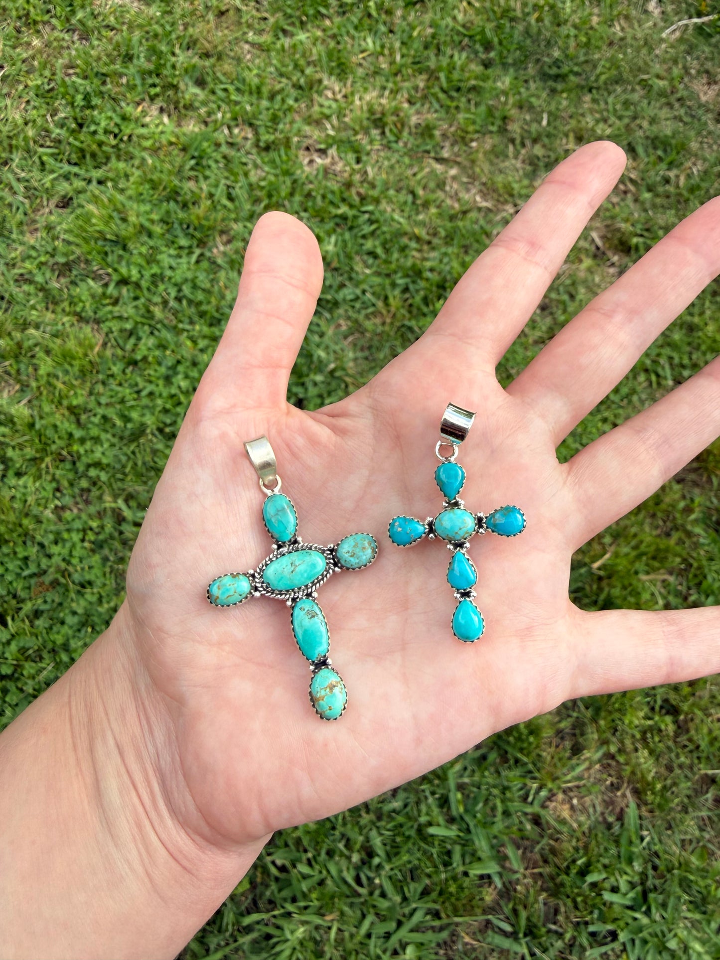 Full Turquoise Sterling Silver Cross Pendant