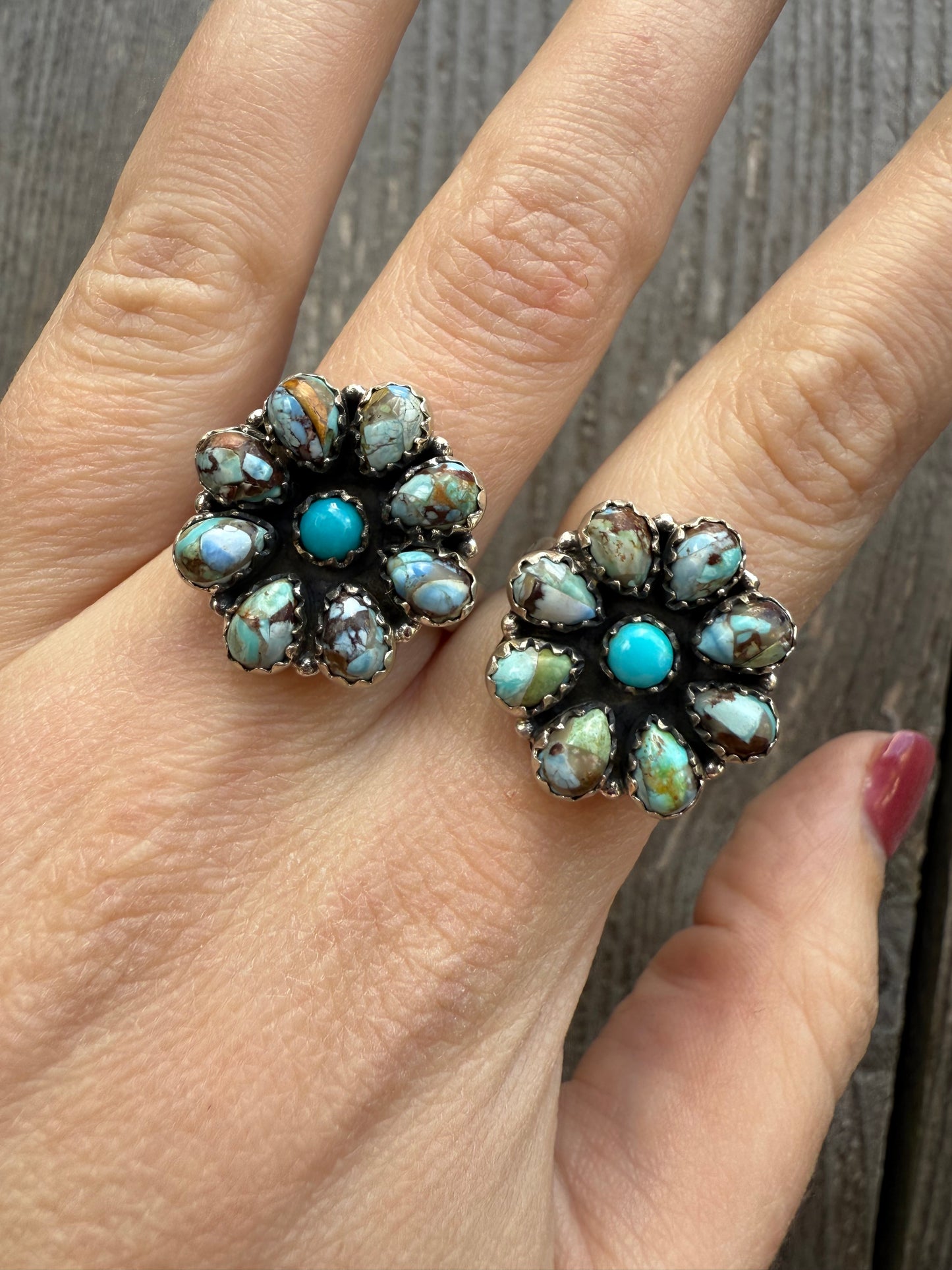 Golden Hills Kingman Full Flower Sterling Silver Adjustable Ring