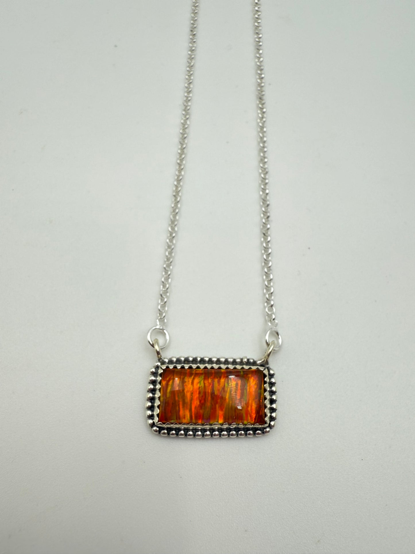 Aurora Opal Sterling Silver Bar Necklaces