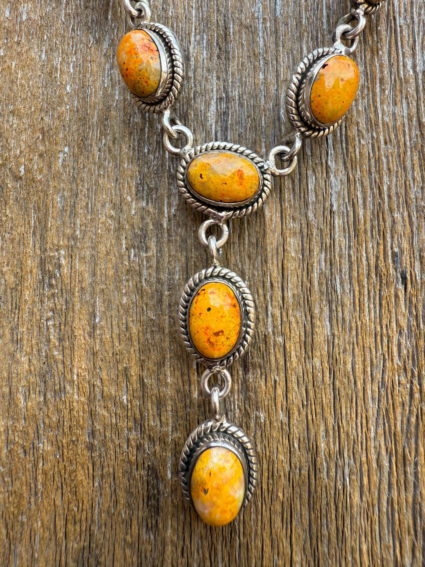 Bumblebee Jasper Elegant Lariat Sterling Silver 925 Necklace