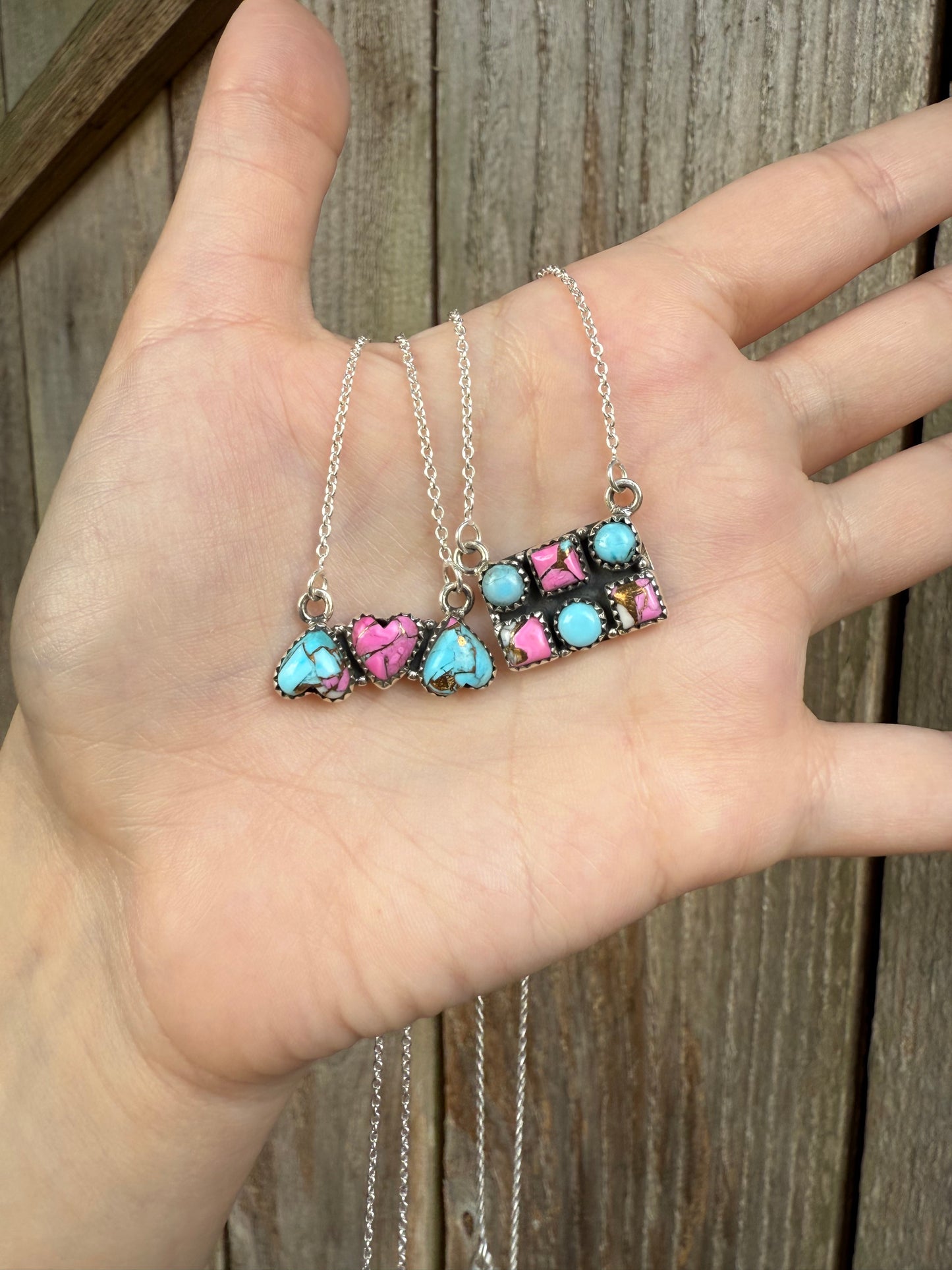 Cotton Candy Turquoise Bar Sterling Silver Necklace