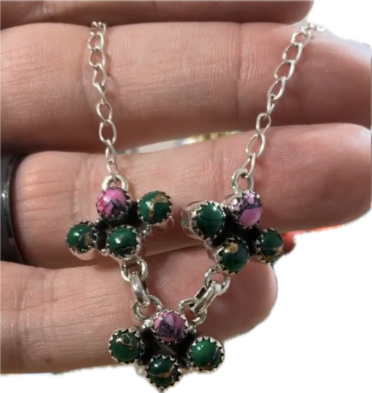 Cherry Blossom and Irish Dahlia Small Sterling Necklace