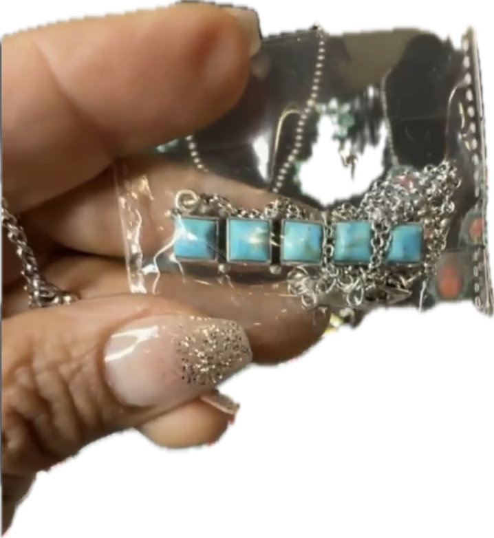 Sterling Silver Turquoise Bar Necklace