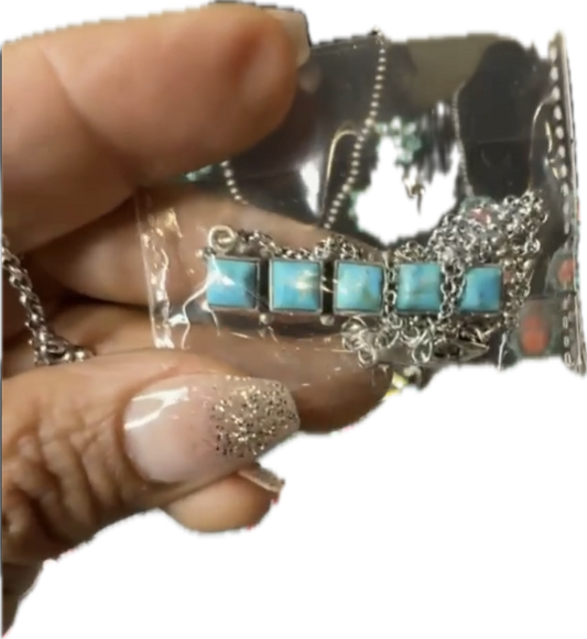 Sterling Silver Turquoise Bar Necklace