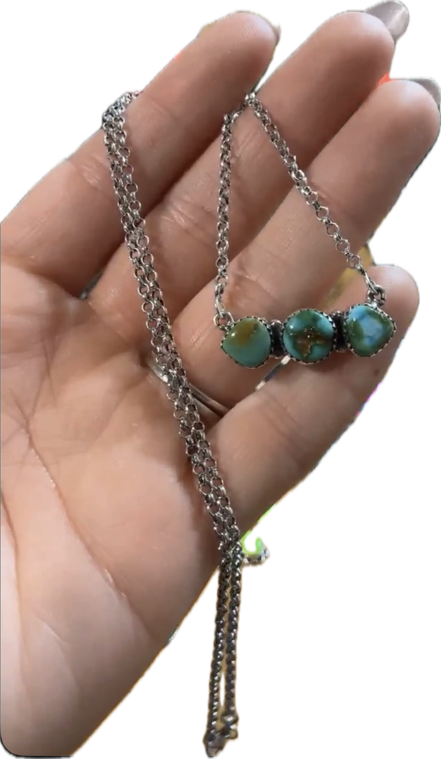 Emerald Valley Turquoise Bar Necklace Sterling Silver 925