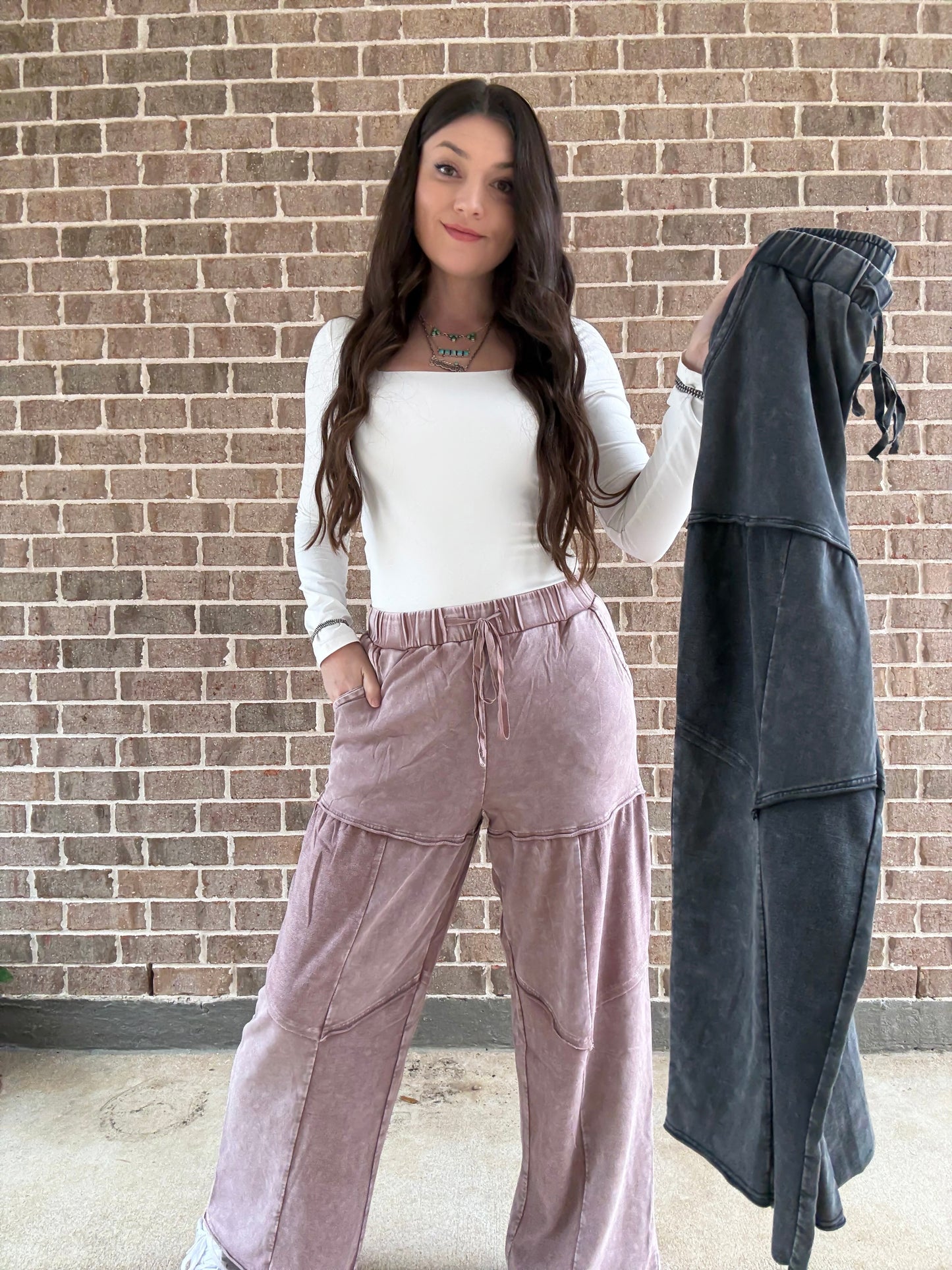 Wanderlust Mineral Wash Patchwork Tiered Wide Leg Pants