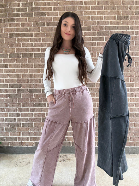 Wanderlust Mineral Wash Patchwork Tiered Wide Leg Pants