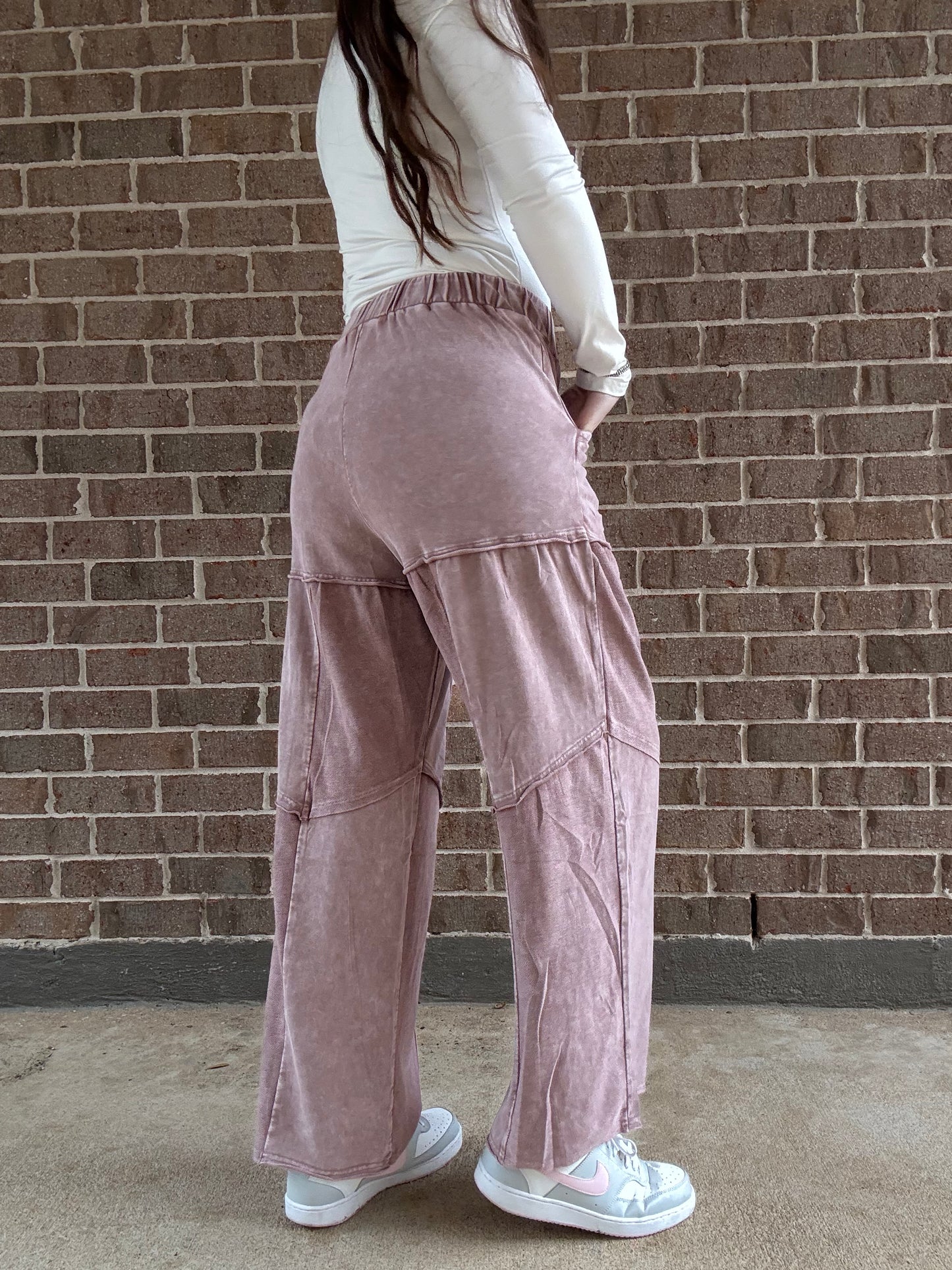 Wanderlust Mineral Wash Patchwork Tiered Wide Leg Pants