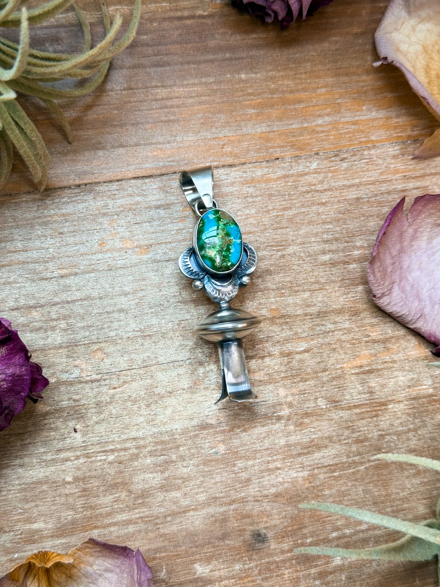 Sterling Silver Sonoran Gold Turquoise Blossom Pendant