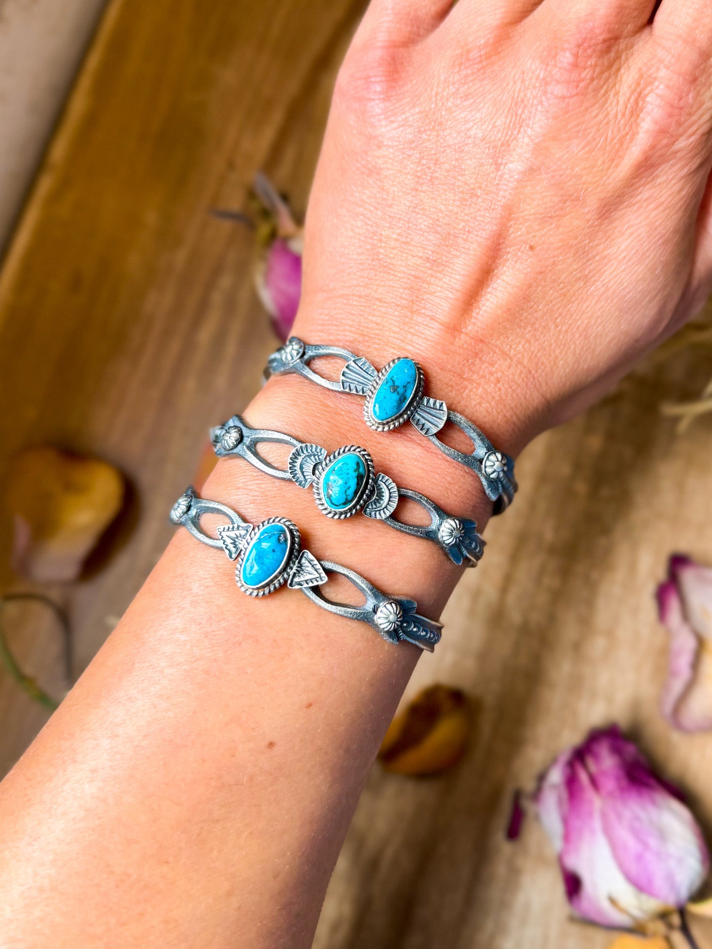 Sterling Silver Kingman Turquoise Cuff Bracelet – Native Made by K. Billah