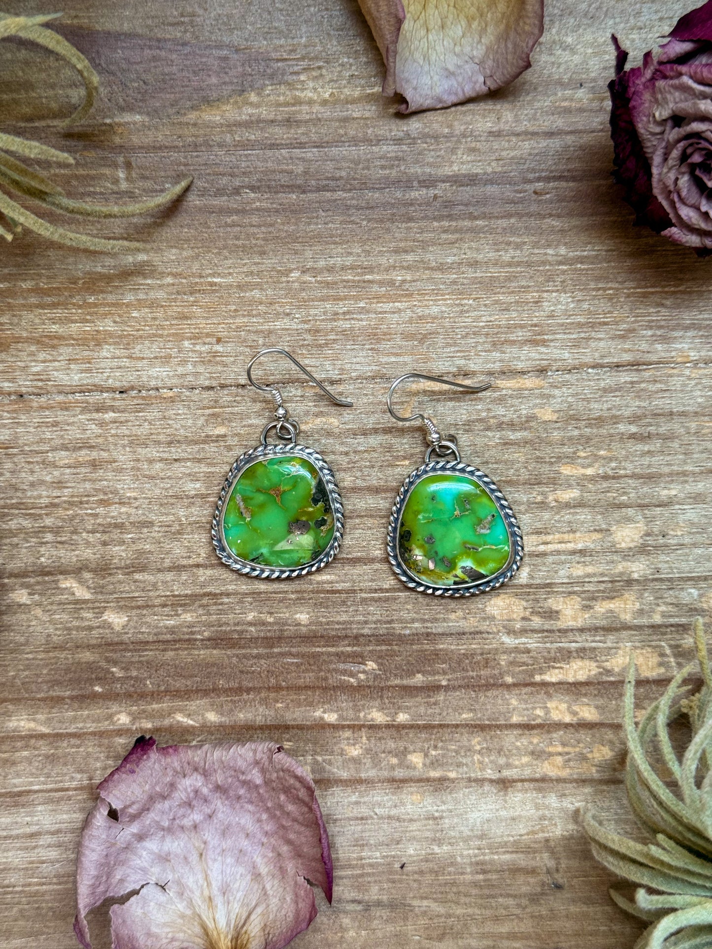 Sterling Silver Sonoran Turquoise Dangle Earrings – Handmade by Artist Jason Ogg