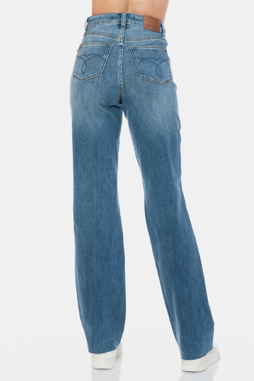 The Go To Judy Blue Full Size Tummy Control Cut Raw Hem Straight Jeans