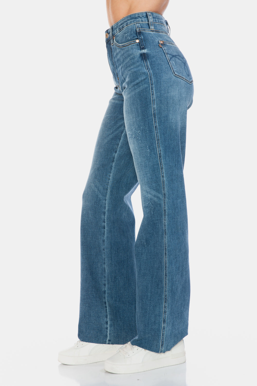 The Go To Judy Blue Full Size Tummy Control Cut Raw Hem Straight Jeans