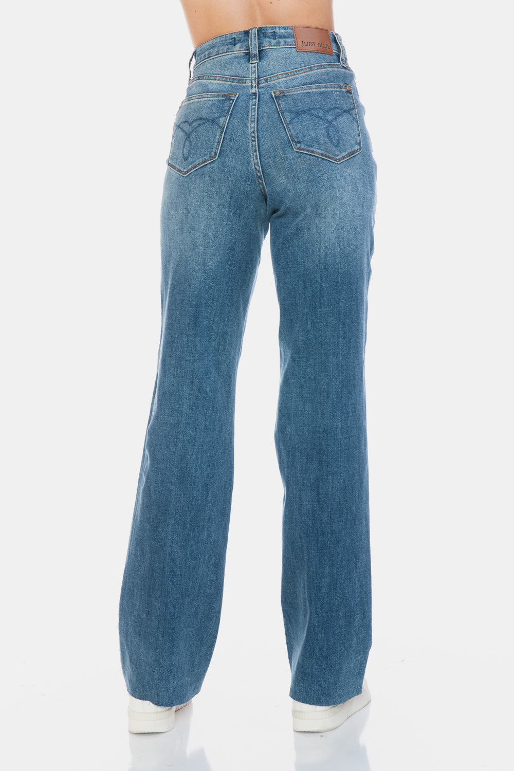 The Go To Judy Blue Full Size Tummy Control Cut Raw Hem Straight Jeans