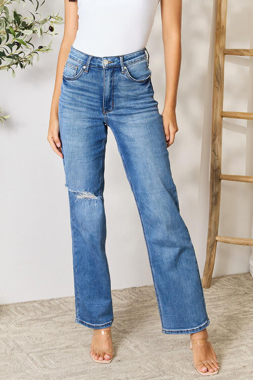 Lola Judy Blue Full Size High Waist Distressed Jeans