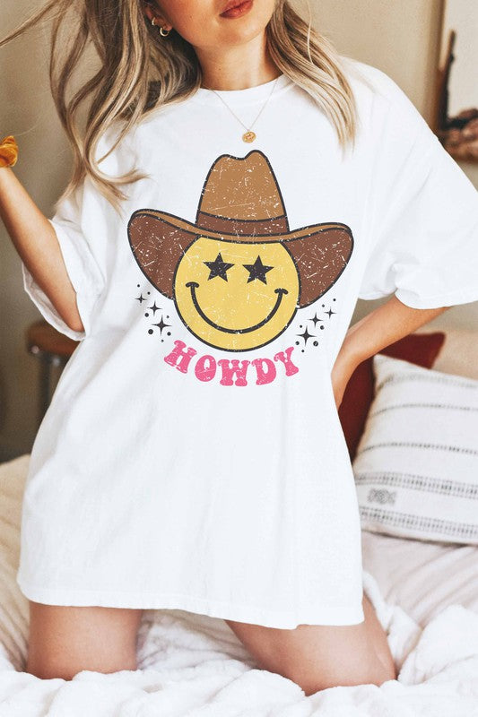 HOWDY Smiley Cowboy Boho Western Graphic Tee