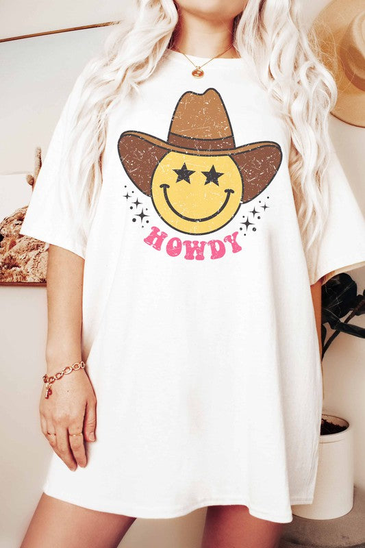 HOWDY Smiley Cowboy Boho Western Graphic Tee