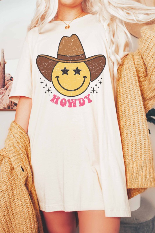 HOWDY Smiley Cowboy Boho Western Graphic Tee