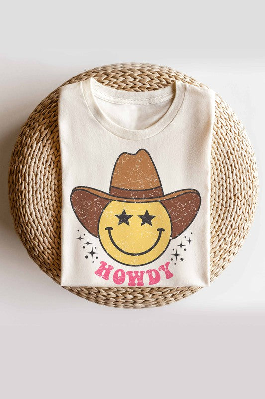 HOWDY Smiley Cowboy Boho Western Graphic Tee